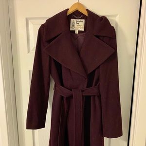 London Fog Wool-Blend Pea Coat, Dark Purple, Sz S